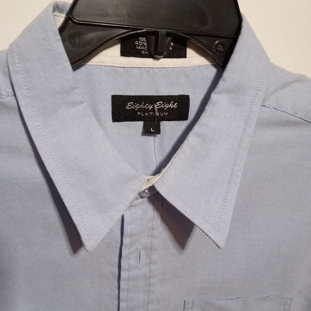 Eighty Eight platinum men's cotton long sleeve button-down oxford SZ large - Picture 2 of 8
